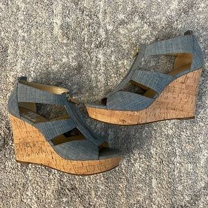 Michael - Michael Kors Blue Wedge Sandal 8.5